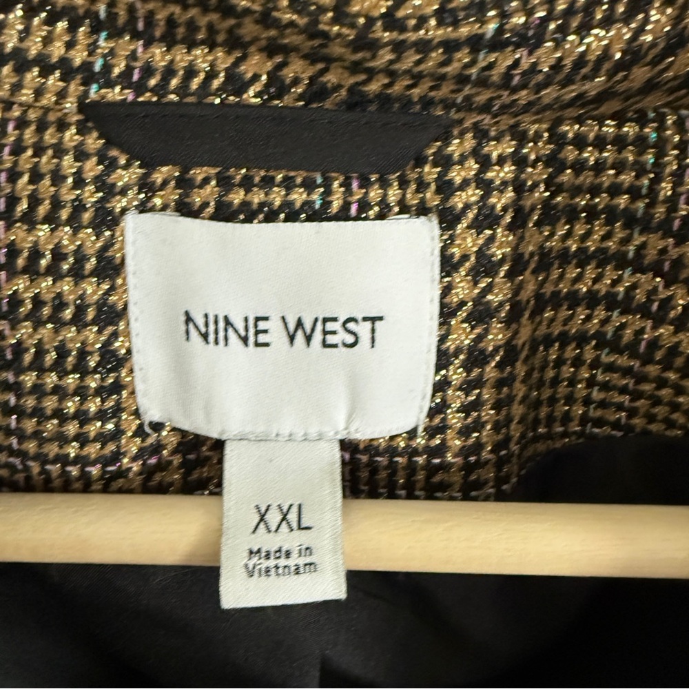 Nine West golden Metallic Double Breasted jacket plaid holiday festive size XXL - Picture 4 of 9